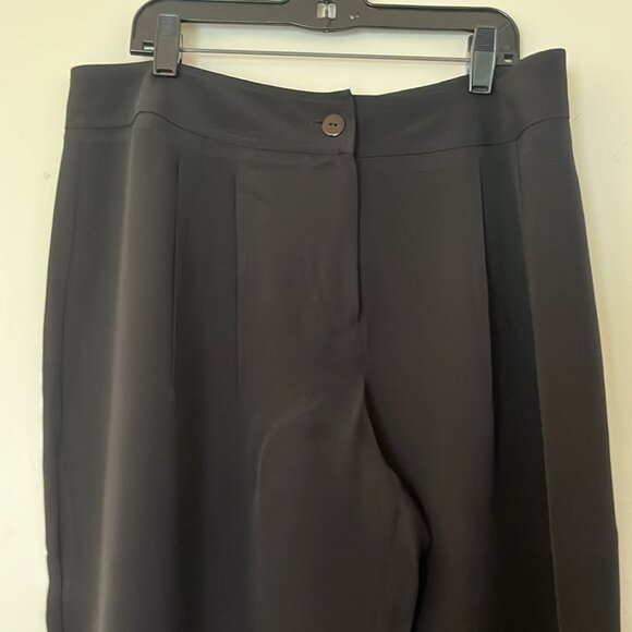 🖤 Vintage Louben Women’s Black 100% Silk Wide-Leg High-Waisted Trousers - Picture 4 of 9